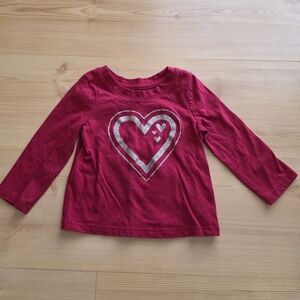 Cat & Jack Red Long Sleeve Heart Tee 12M